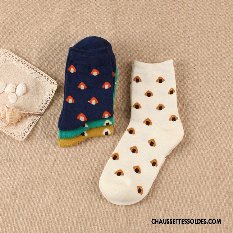 Chaussettes Mi Hautes Femme Milieu Plaine Hiver Style Chaud Beige Le Nouveau Blanc