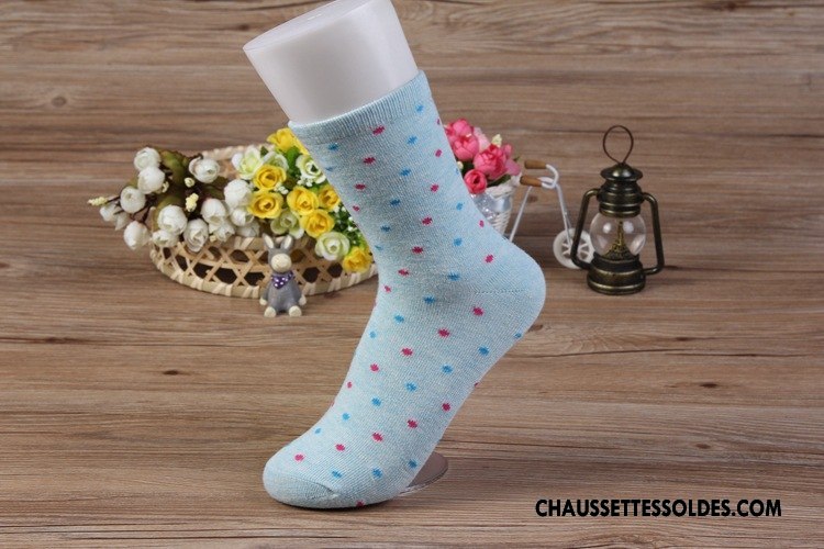 Chaussettes Mi Hautes Femme Milieu Printemps Été Classique Couleurs De Bonbons Bleu