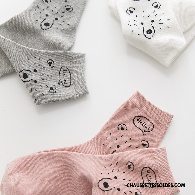Chaussettes Mi Hautes Femme Milieu Tous Les Assortis Chaussettes En Coton Chaussette Courte Hiver Ours Gris