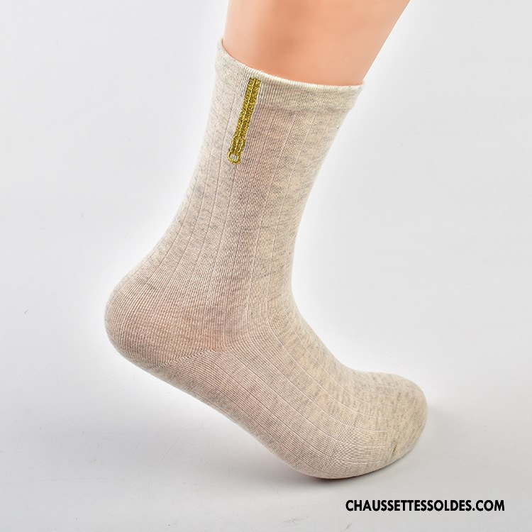 Chaussettes Mi Hautes Femme Mode Chaussettes En Coton Le Nouveau Tous Les Assortis Fermeture Éclair Respirant Pure Gris Clair