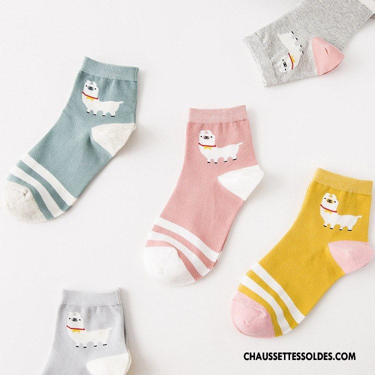 Chaussettes Mi Hautes Femme Nouveau Le Nouveau Chaussette Courte Milieu Coton Bio Vent D'université Rose