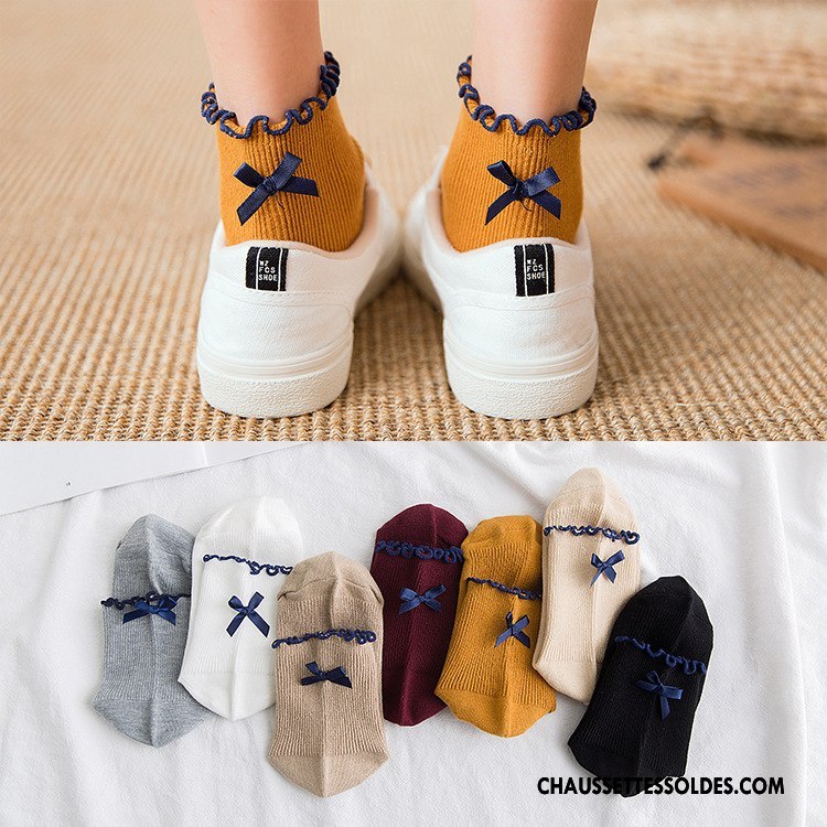 Chaussettes Mi Hautes Femme Nouvelles Arrivées Chaussette Courte 100% Coton Bois Coton Bio Ourlet Jaune