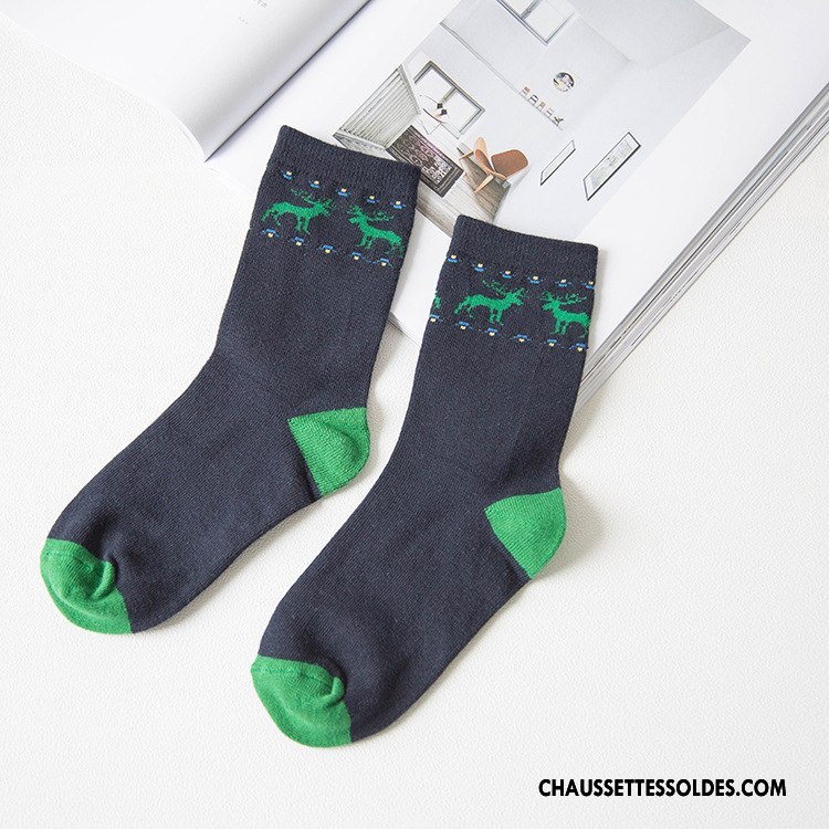 Chaussettes Mi Hautes Femme Noël Fille L'automne Dame Chaussettes En Coton 100% Coton Bleu