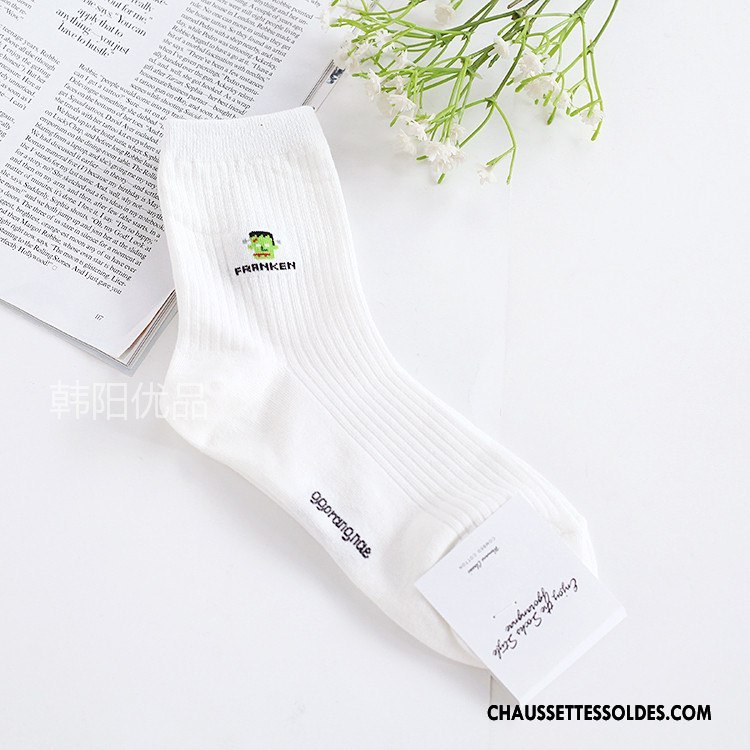 Chaussettes Mi Hautes Femme Petit Importer Dessin Animé Classique Authentique Dame Blanc