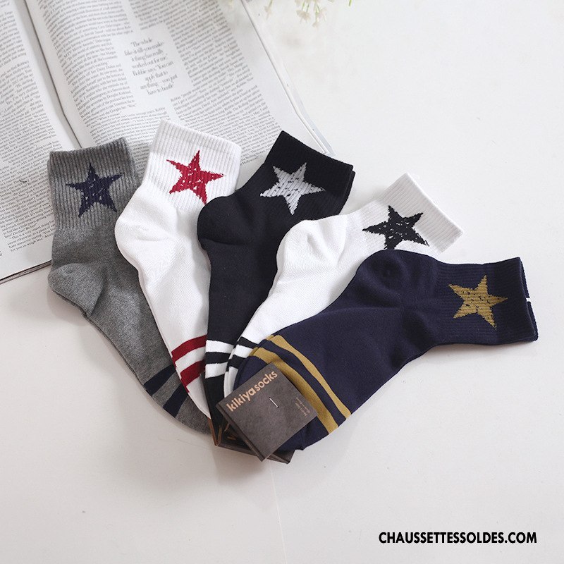 Chaussettes Mi Hautes Femme Rayé Bouche Fermée Le Nouveau Coton Bio Long Stock L'automne Bleu