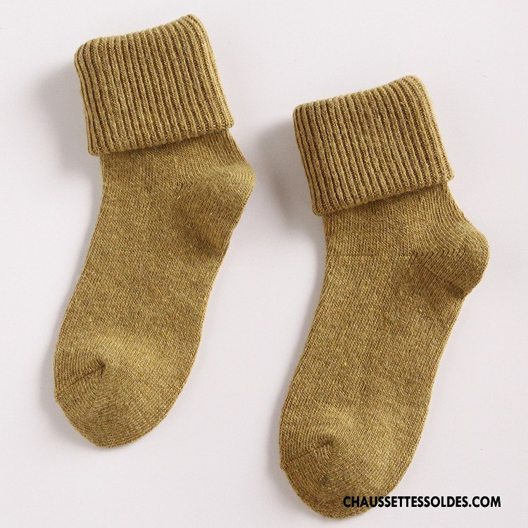 Chaussettes Mi Hautes Femme Renforcé Hiver Thermiques Milieu Flambage Rétro Pure Or