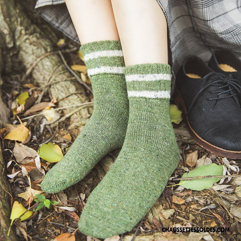 Chaussettes Mi Hautes Femme Renforcé Milieu Dame Hiver Thermiques Yarn Vert