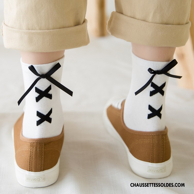 Chaussettes Mi Hautes Femme Rétro Frais Milieu Nouvelles Arrivées Élève Papillon Blanc