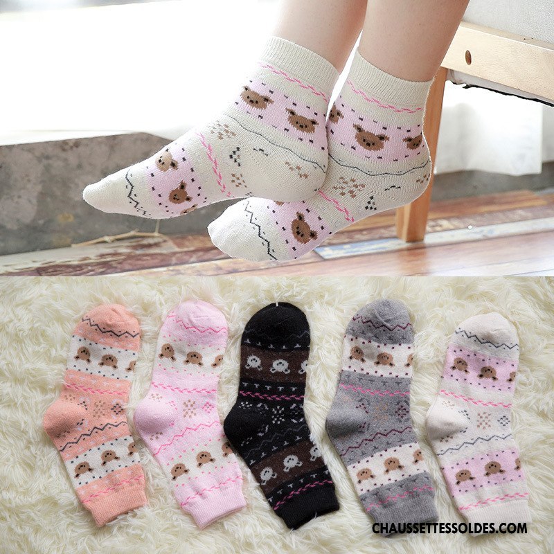 Chaussettes Mi Hautes Femme Thermiques Renforcé Lapin Des Chaussettes En Laine Modèle Ours Blanc