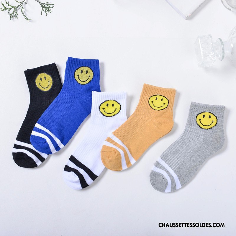 Chaussettes Mi Hautes Femme Vent D'université Art Souriant Courte Lovers Mouvement Or
