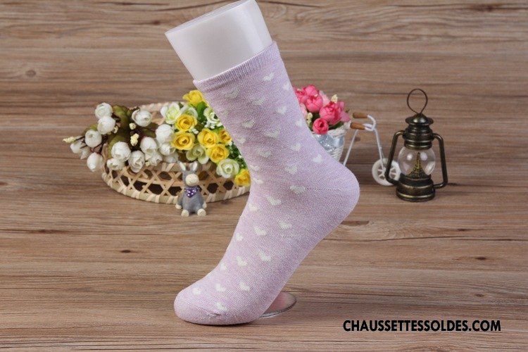 Chaussettes Mi Hautes Femme Vente Chaude Milieu Chaussettes En Coton Violet