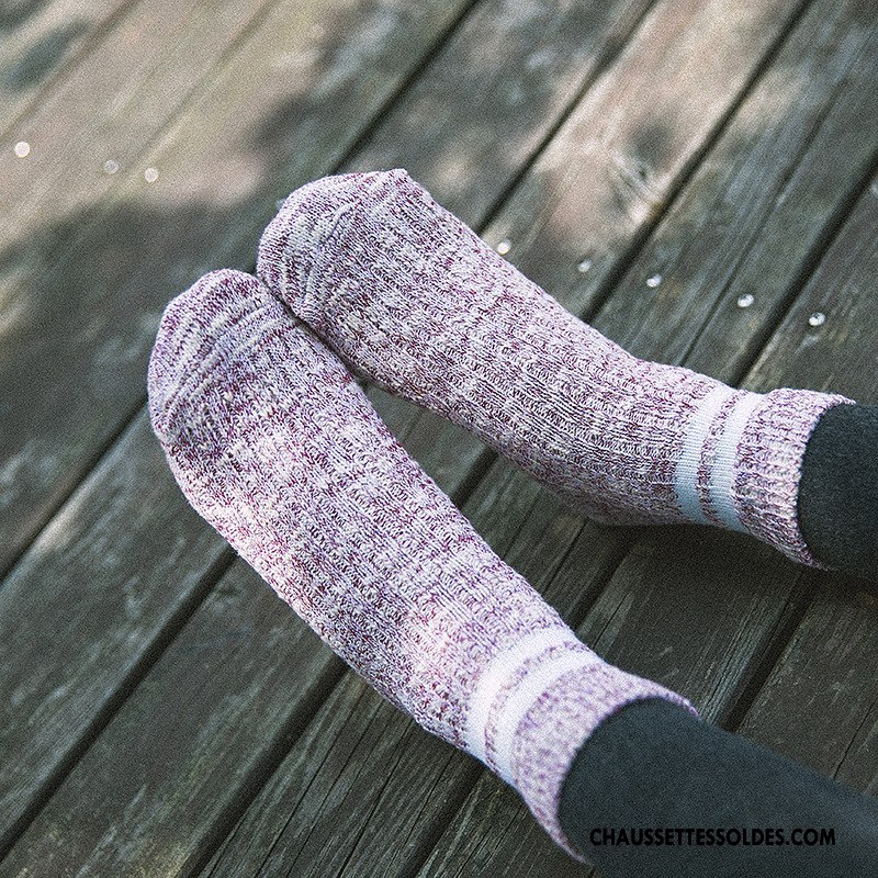 Chaussettes Mi Hautes Femme Yarn Bambou Élève L'automne Hiver Rétro Violet