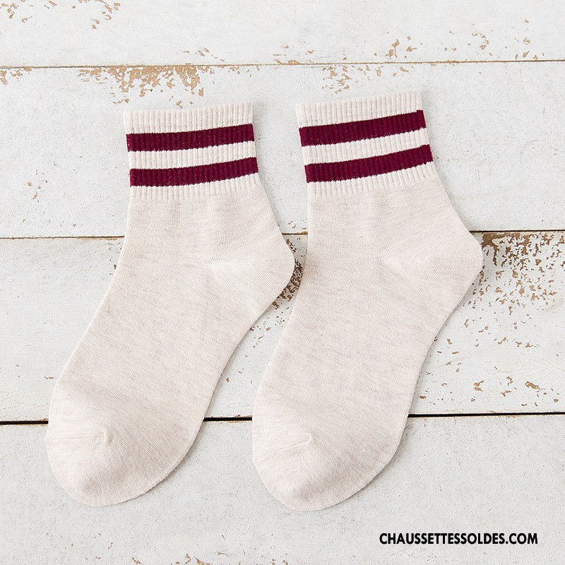 Chaussettes Mi Hautes Femme Élève Plaine Le Nouveau L'automne Mouvement Hiver Blanc
