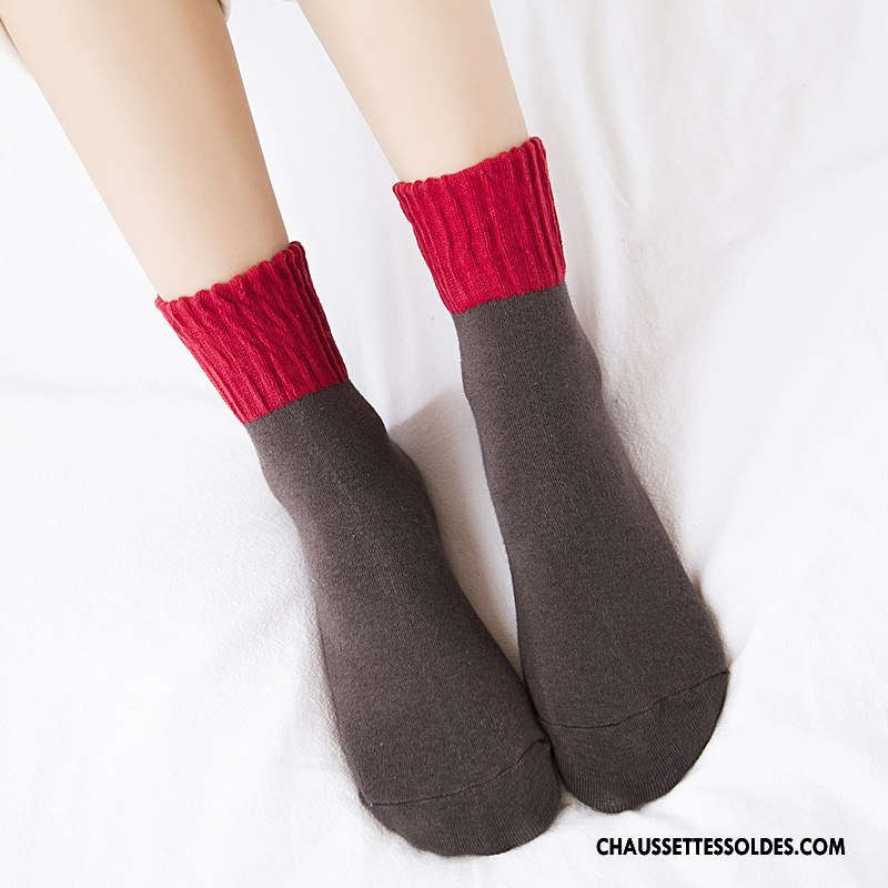 Chaussettes Mi Hautes Femme Élève Épissure Nouvelles Arrivées Rétro L'automne Milieu Marron / Brun