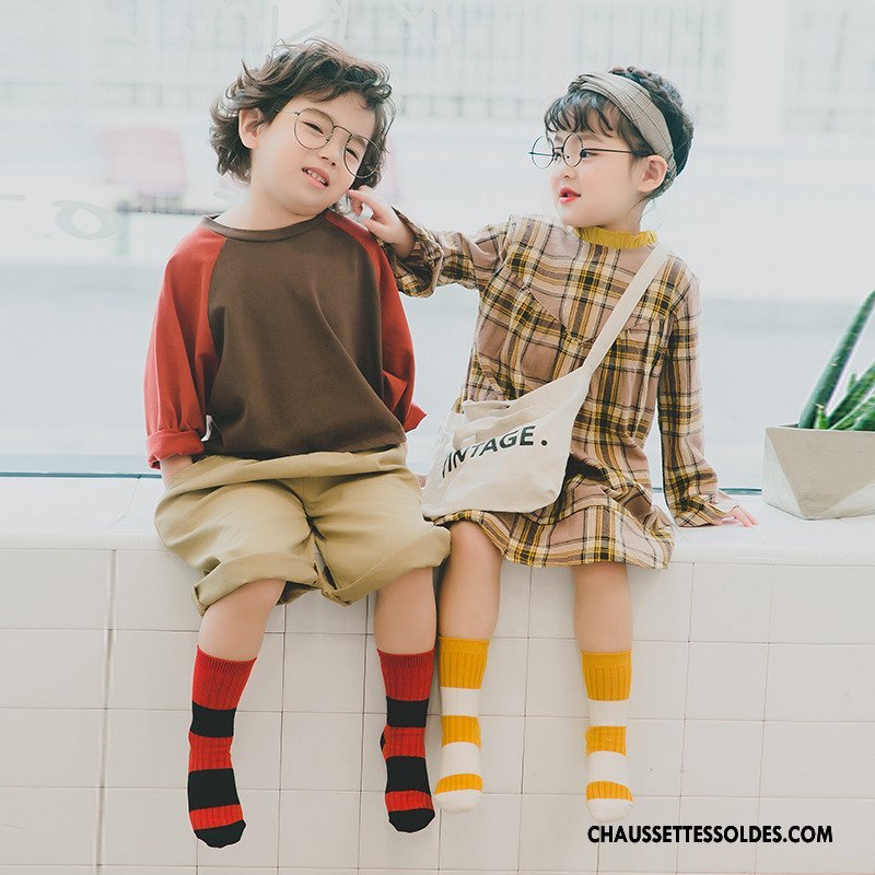 Chaussettes Mi Hautes Fille 100% Coton Printemps Enfant Tendance Le Nouveau Chaussette Courte Couleurs Mixtes Bordeaux
