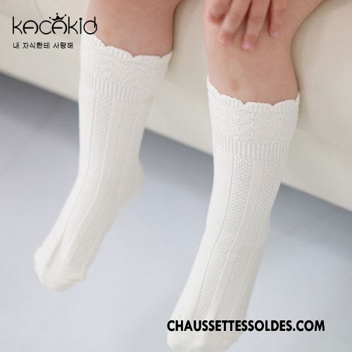 Chaussettes Mi Hautes Fille 100% Coton Vague Enfant L'automne Dentelle Petit Blanc