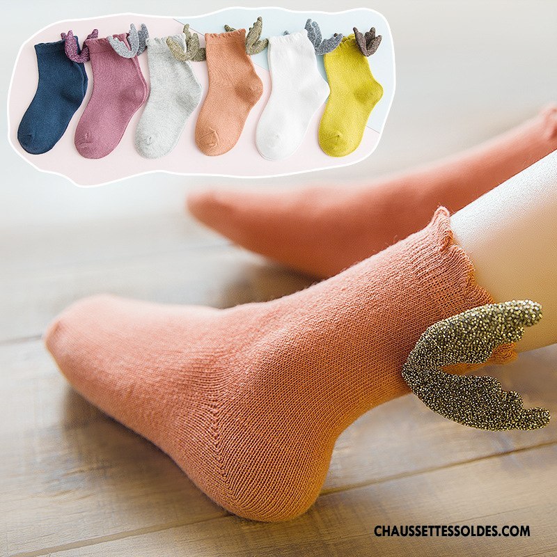 Chaussettes Mi Hautes Fille Aile Le Nouveau Tendance Enfant Mode Printemps Rose