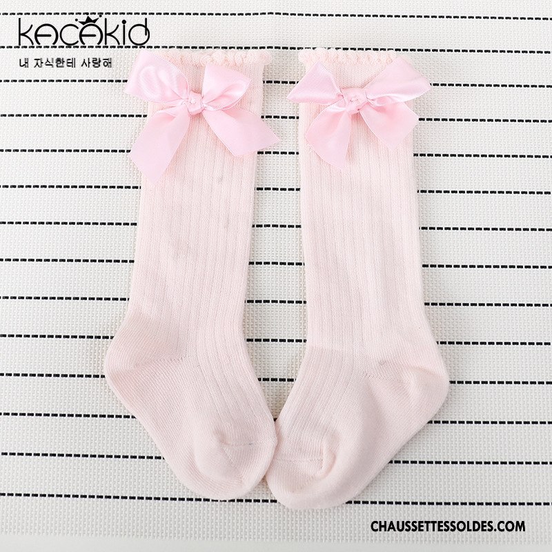 Chaussettes Mi Hautes Fille Bulle Printemps Antidérapant Papillon Le Nouveau Chaussettes En Coton Pure Rose