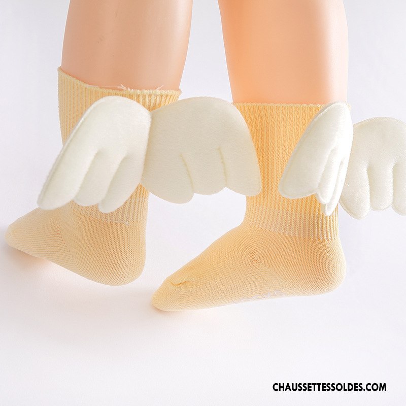 Chaussettes Mi Hautes Fille Bébé Antidérapant Aile Le Nouveau Ange Jaune