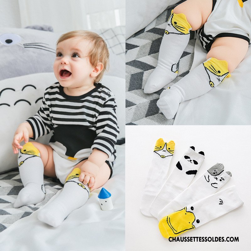 Chaussettes Mi Hautes Fille Bébé Chat Charmant Bouche Libre Milieu Enfant Gris