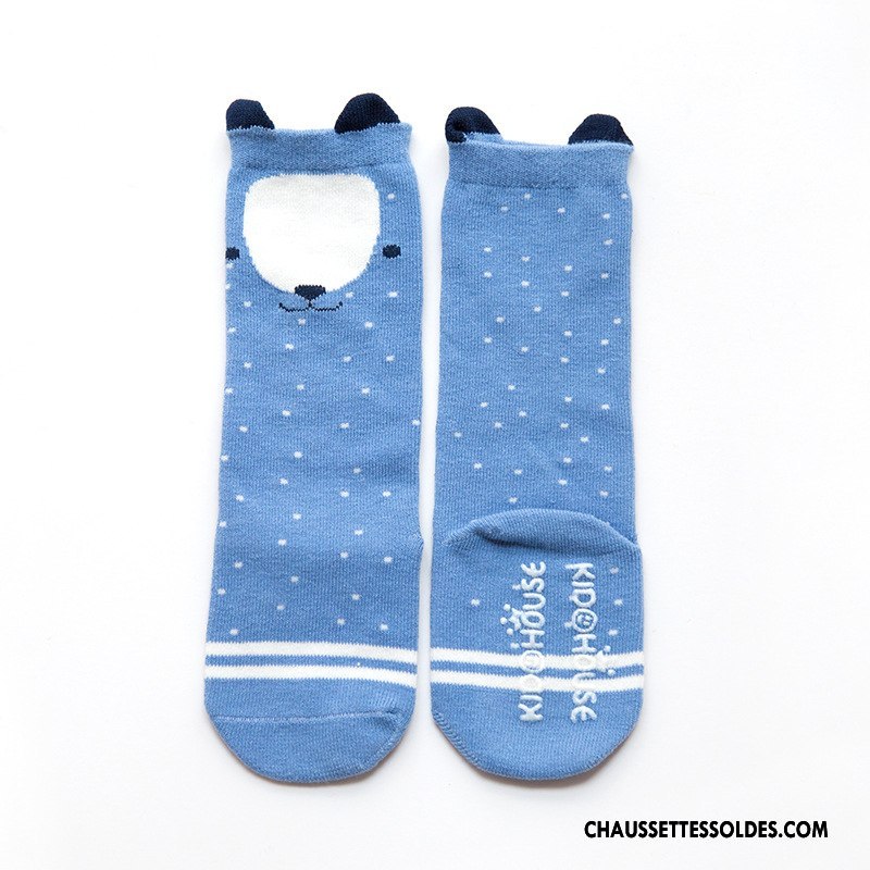 Chaussettes Mi Hautes Fille Bébé Dessin Animé Printemps Coton Bio Enfant Charmant Bleu