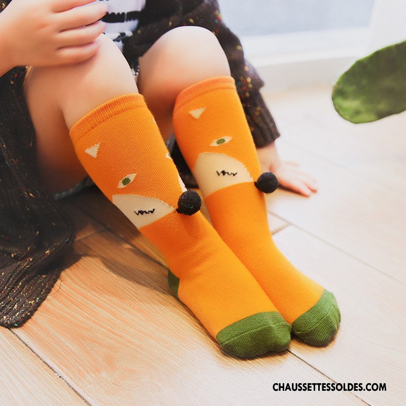 Chaussettes Mi Hautes Fille Bébé Dessin Animé Renard Matelassé Original Enfant