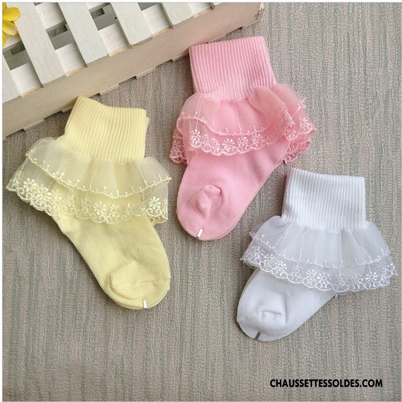 Chaussettes Mi Hautes Fille Bébé Doux Petit Courte Enfant Mode Jaune