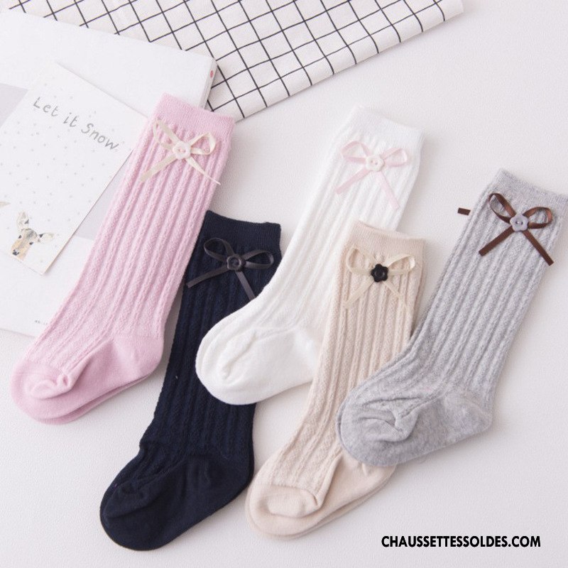 Chaussettes Mi Hautes Fille Bébé Enfant Bouche Libre Milieu Mode Femme Pure Rose