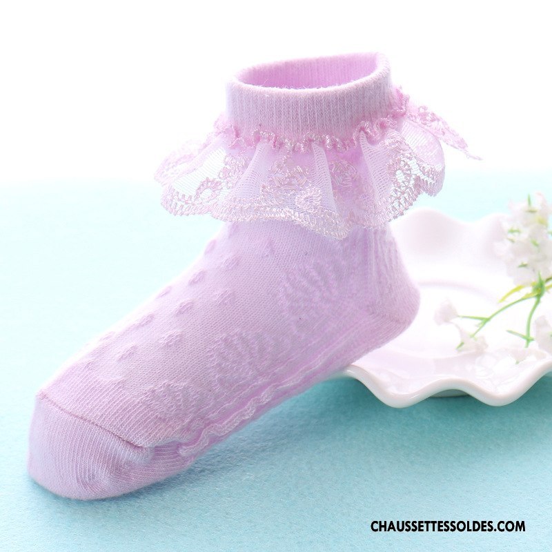 Chaussettes Mi Hautes Fille Bébé Enfant Engrener Printemps Dentelle Légère Violet
