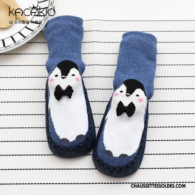 Chaussettes Mi Hautes Fille Bébé Femme Renforcé Terry Le Nouveau Cuir Bleu Marin