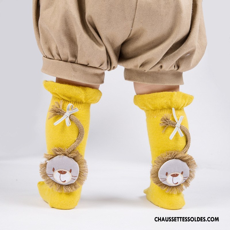 Chaussettes Mi Hautes Fille Bébé Le Nouveau Antidérapant Milieu Petit Lion Jaune