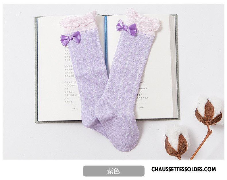 Chaussettes Mi Hautes Fille Bébé Le Nouveau L'automne Hiver Milieu Respirant Couleurs De Bonbons Violet