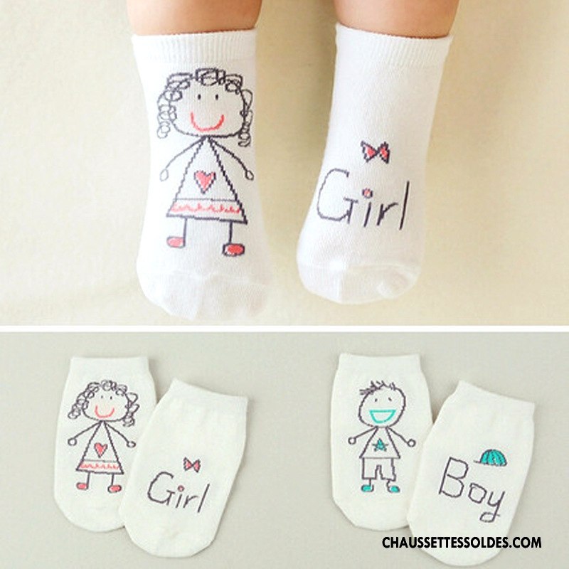 Chaussettes Mi Hautes Fille Bébé Légère Dessin Animé Le Nouveau Enfant Asymétrie Blanc