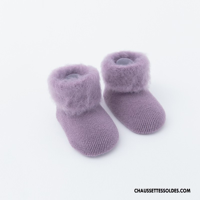 Chaussettes Mi Hautes Fille Bébé Milieu Bouche Libre Hiver Renforcé Nouveau Violet