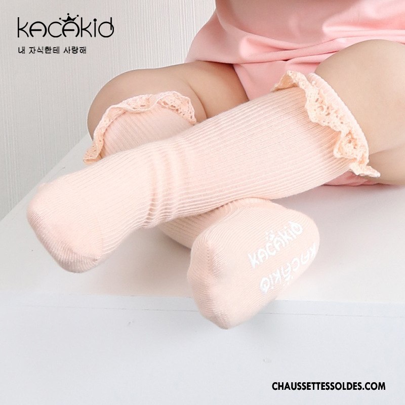 Chaussettes Mi Hautes Fille Bébé Milieu L'automne Doux Rayé Enfant Rose