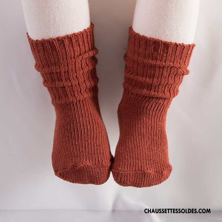 Chaussettes Mi Hautes Fille Bébé Printemps Enfant Gros Le Nouveau De Laine Rouge Marron / Brun