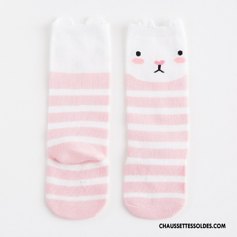 Chaussettes Mi Hautes Fille Charmant Dessin Animé Dimensionnel Bébé Enfant Milieu Rose