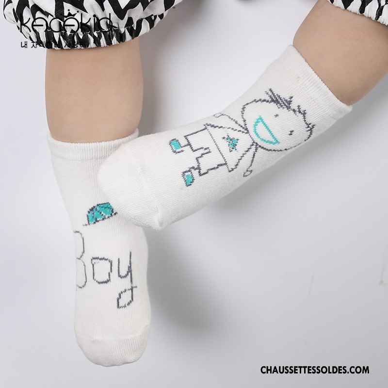 Chaussettes Mi Hautes Fille Chaussette Courte Asymétrie L'automne Antidérapant Enfant Charmant Blanc