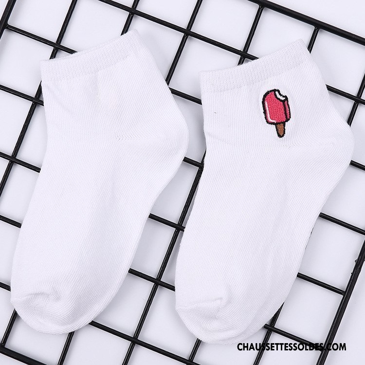 Chaussettes Mi Hautes Fille Chaussettes En Coton Brodé Fruit Nouvelles Arrivées Dessin Animé Confortable Blanc