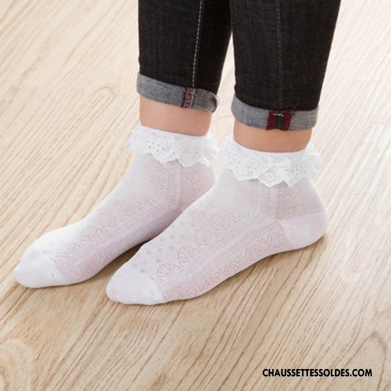 Chaussettes Mi Hautes Fille Coton Bio Chaussette Courte Le Nouveau Enfant Milieu Femme Blanc