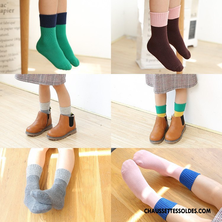 Chaussettes Mi Hautes Fille Coton Bio Mode Printemps Le Nouveau Enfant Femme Couleurs Mixtes Vert