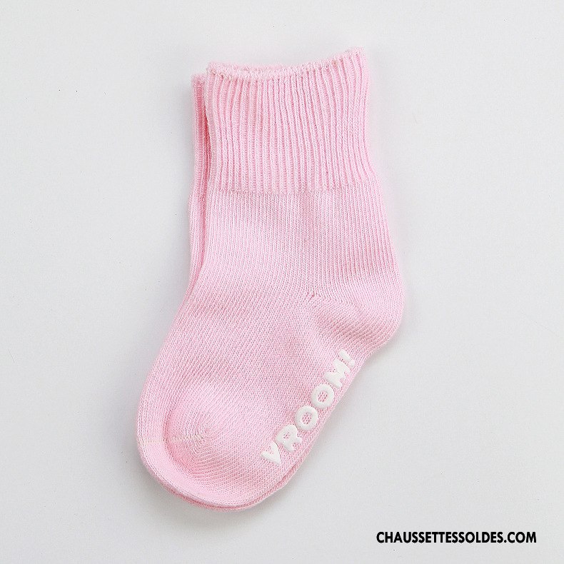 Chaussettes Mi Hautes Fille Coton Bio Papillon Antidérapant Bouche Libre Charmant Fluide Doux Rose