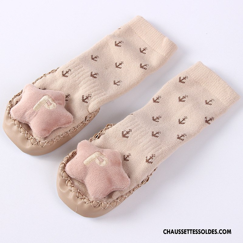 Chaussettes Mi Hautes Fille Cuir Antidérapant Bébé Enfant L'automne Dessin Animé