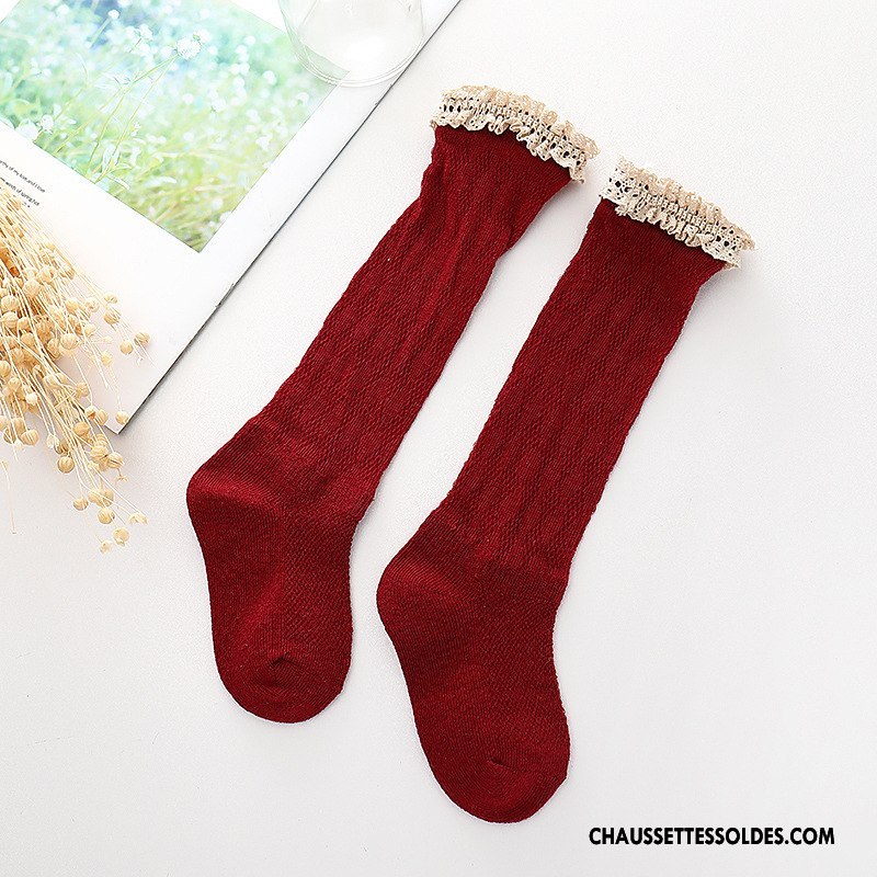 Chaussettes Mi Hautes Fille Dentelle Enfant Manuel Femme Été Le Nouveau Bordeaux