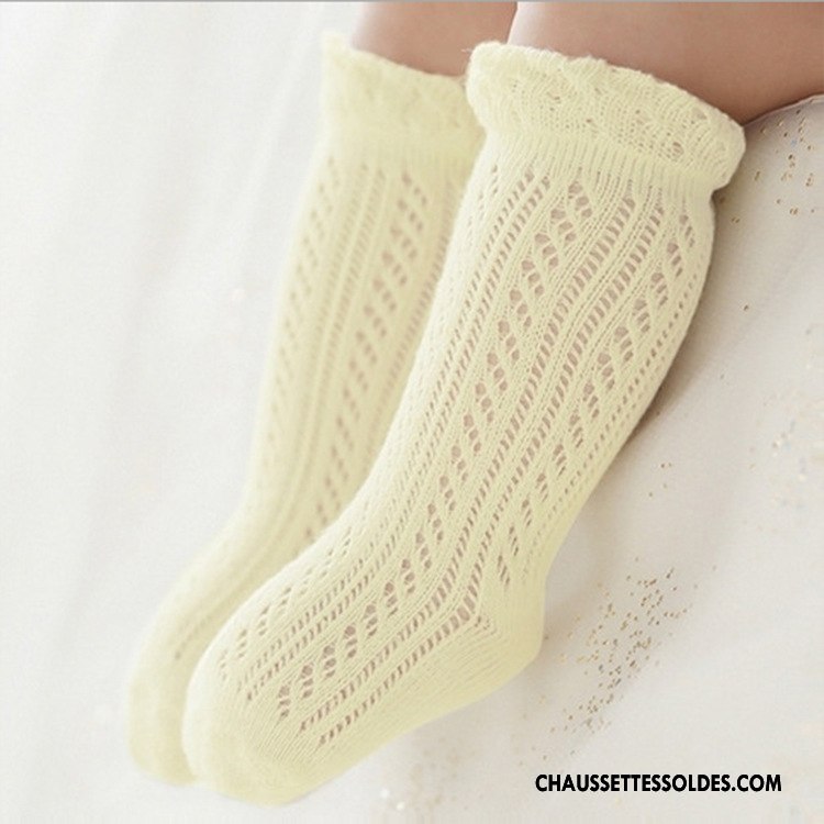 Chaussettes Mi Hautes Fille Dentelle Mince Engrener Bouche Libre Le Nouveau Été Jaune