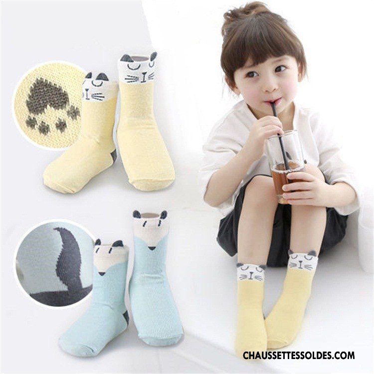 Chaussettes Mi Hautes Fille Dessin Animé Chat Bébé Coton Bio Renard Ultra Or