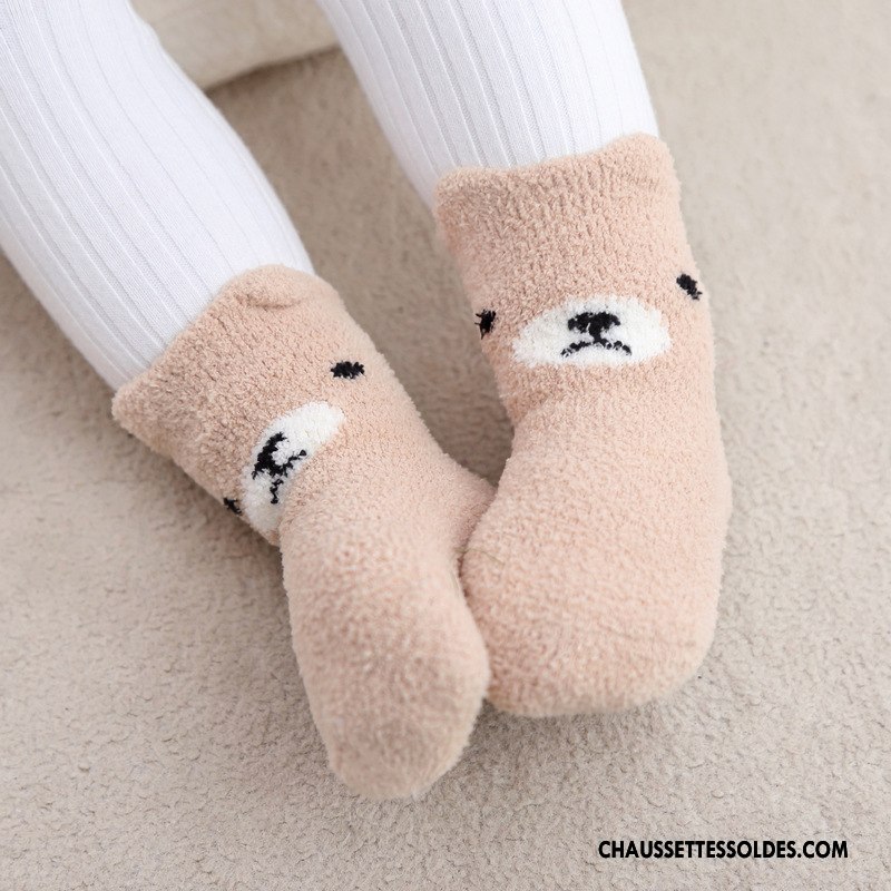 Chaussettes Mi Hautes Fille Dessin Animé Hiver Renforcé Dimensionnel Le Nouveau Enfant Marron