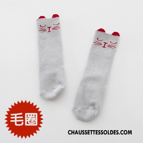 Chaussettes Mi Hautes Fille Dessin Animé Le Nouveau Terry L'automne Charmant Homme Gris
