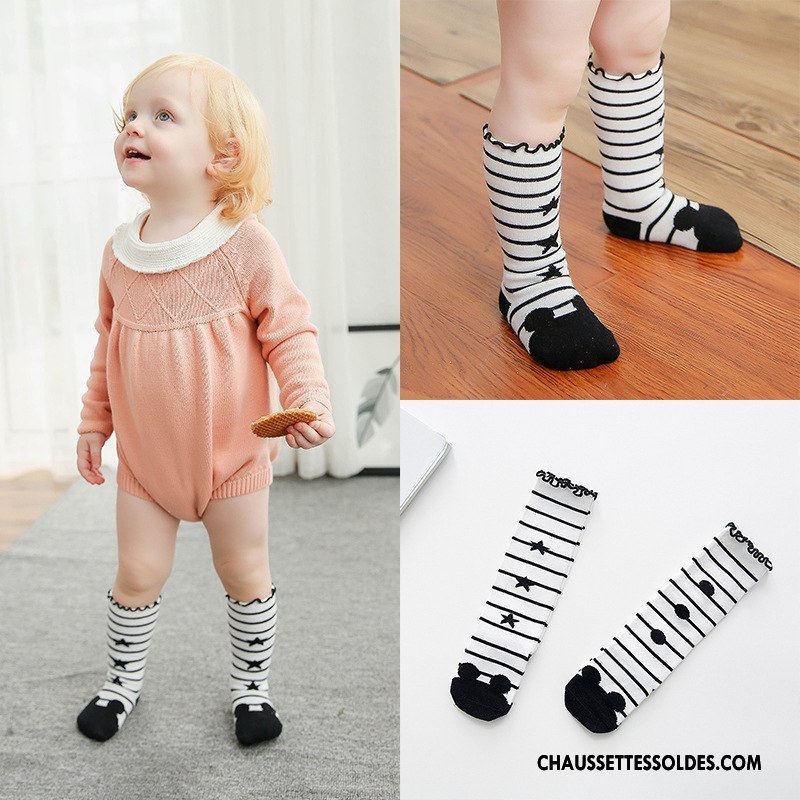Chaussettes Mi Hautes Fille Dessin Animé Milieu Étoile Bois Bébé Enfant Blanc