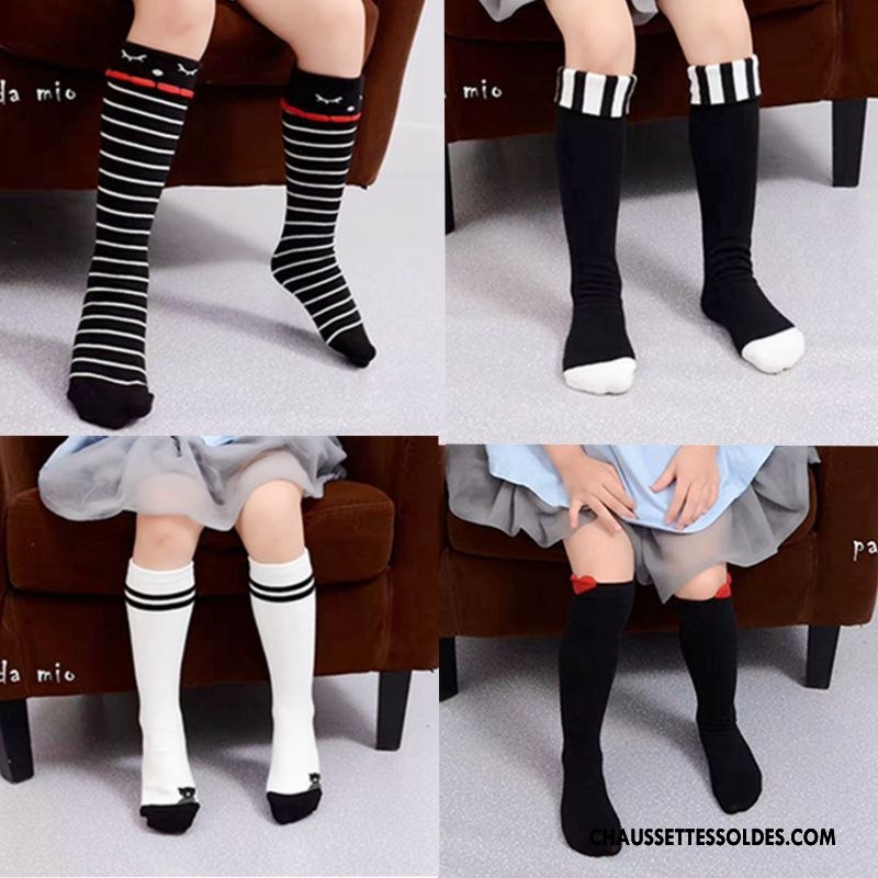 Chaussettes Mi Hautes Fille Dessin Animé Printemps Coton Bio Singe Enfant Charmant Noir